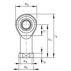 桿端軸承 GIKSL8-PS, 根據(jù) DIN ISO 12 240-4 標(biāo)準(zhǔn)，特種鋼材料，帶左旋內(nèi)螺紋，免維護(hù)