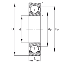深溝球軸承 6200-C-2Z, 修正的內(nèi)部結(jié)構(gòu)（C 代），根據(jù) DIN 625-1 標(biāo)準(zhǔn)的主要尺寸，兩側(cè)間隙密封