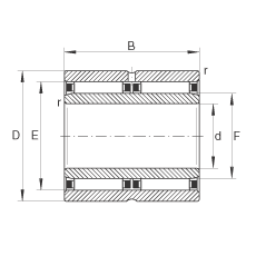 滾針軸承 NAO30X45X26-ZW-ASR1, 無(wú)擋邊，雙列