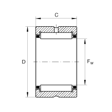 滾針軸承 NCS2216, 機(jī)加工滾道，根據(jù) ABMA 18.2 - 1982，英制