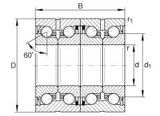 推力角接觸球軸承 ZKLN3572-2RS-2AP, 配對，雙向，兩側(cè)唇密封