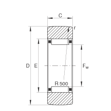 支撐型滾輪 RSTO25, 無(wú)軸向引導(dǎo)，外圈無(wú)擋邊