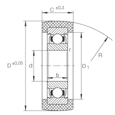 滾輪 KLRU12X35X12-2Z, 帶塑料箍，兩側(cè)密封
