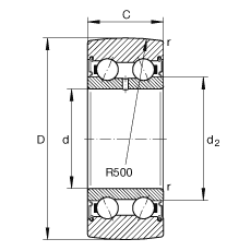 滾輪 LR50/7-2RSR, 雙向，兩側(cè)密封