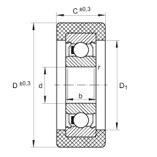 滾輪 KLRZ10X30X10-2Z, 帶塑料箍，兩側(cè)密封