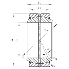 關(guān)節(jié)軸承 GE110-DO-2RS, 根據(jù) DIN ISO 12 240-1 標(biāo)準(zhǔn), 需維護(hù)，兩側(cè)唇密封