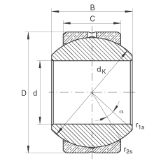 關(guān)節(jié)軸承 GE25-PB, 根據(jù) DIN ISO 12 240-1 標(biāo)準(zhǔn)，尺寸系列 K，需維護(hù)