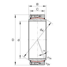 大的關(guān)節(jié)軸承 GE560-DW-2RS2, 根據(jù) DIN ISO 12 240-1 標(biāo)準(zhǔn), 免維護(hù)，兩側(cè)密封