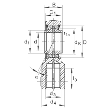 液壓桿端軸承 GIHNRK16-LO, 根據(jù) DIN ISO 12 240-4 標(biāo)準(zhǔn)，帶右旋螺紋夾緊裝置，需維護(hù)