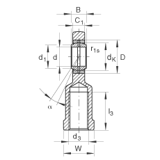 桿端軸承 GIR25-DO, 根據(jù) DIN ISO 12 240-4 標(biāo)準(zhǔn)，帶右旋內(nèi)螺紋，需維護(hù)