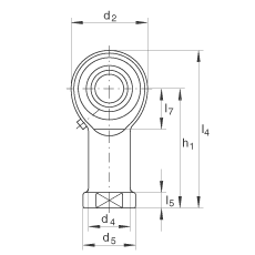 桿端軸承 GIKL20-PB, 根據(jù) DIN ISO 12 240-4 標(biāo)準(zhǔn)，帶左旋內(nèi)螺紋，需維護(hù)