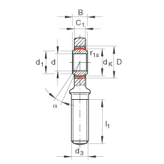 桿端軸承 GAR25-UK, 根據(jù) DIN ISO 12 240-4 標(biāo)準(zhǔn)，帶右旋外螺紋，需維護(hù)