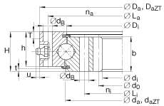 四點接觸球軸承 VI160288-N, 有內(nèi)齒，兩側(cè)唇密封