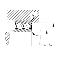 角接觸球軸承 30/7-B-2RSR-TVH, 雙列，雙側(cè)唇密封，接觸角 α = 25°