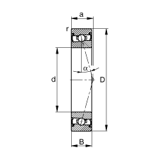 主軸軸承 HSS71915-C-T-P4S, 調(diào)節(jié)，成對(duì)安裝，接觸角 α = 15°，兩側(cè)唇密封，非接觸，加嚴(yán)公差