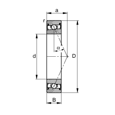 主軸軸承 HSS71915-E-T-P4S, 調(diào)節(jié)，成對安裝，接觸角 α = 25°，兩側(cè)唇密封，非接觸，限制公差