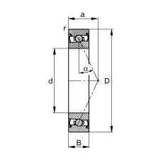主軸軸承 HCS7007-E-T-P4S, 調(diào)節(jié)，成對或單元安裝，接觸角 α = 25°，兩側(cè)唇密封，非接觸，限制公差