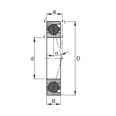 主軸軸承 HCB71922-C-T-P4S, 調(diào)節(jié)，成對或單元安裝，接觸角 α = 15°，陶瓷球，限制公差
