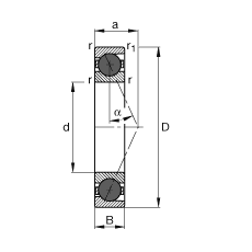 主軸軸承 HCB71912-E-T-P4S, 調(diào)節(jié)，成對或單元安裝，接觸角 α = 25°，陶瓷球，限制公差