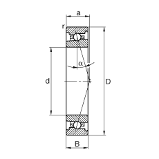 主軸軸承 HS71915-C-T-P4S, 調(diào)節(jié)，成對(duì)安裝，接觸角 α = 15°，限制公差