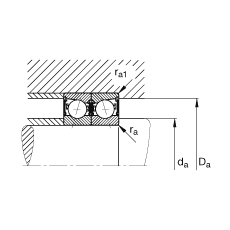 主軸軸承 B7022-C-2RSD-T-P4S, 調(diào)節(jié)，成對安裝，接觸角 α = 15°，兩側(cè)唇密封，非接觸，加嚴(yán)公差