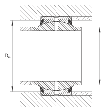 關(guān)節(jié)軸承 GE45-HO-2RS, 根據(jù) DIN ISO 12 240-1 標(biāo)準(zhǔn), 需維護(hù)，兩側(cè)唇密封
